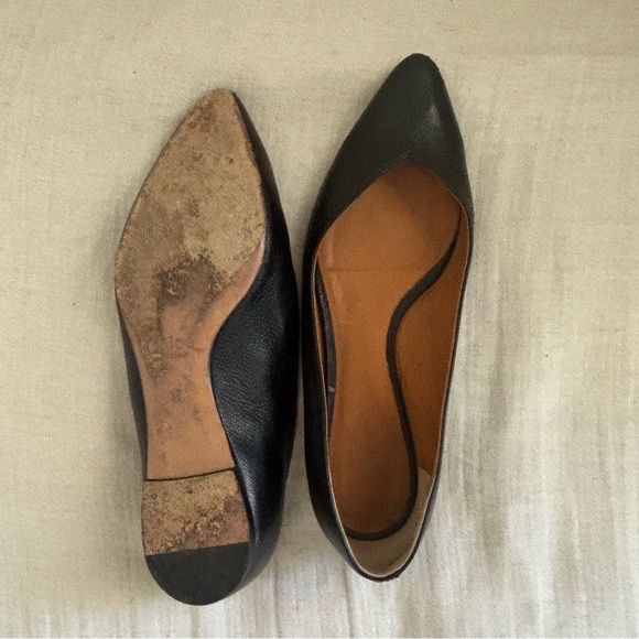Chloe Italian Leather Pointed Toe Flat Sz 37 black - Picture 8 of 11